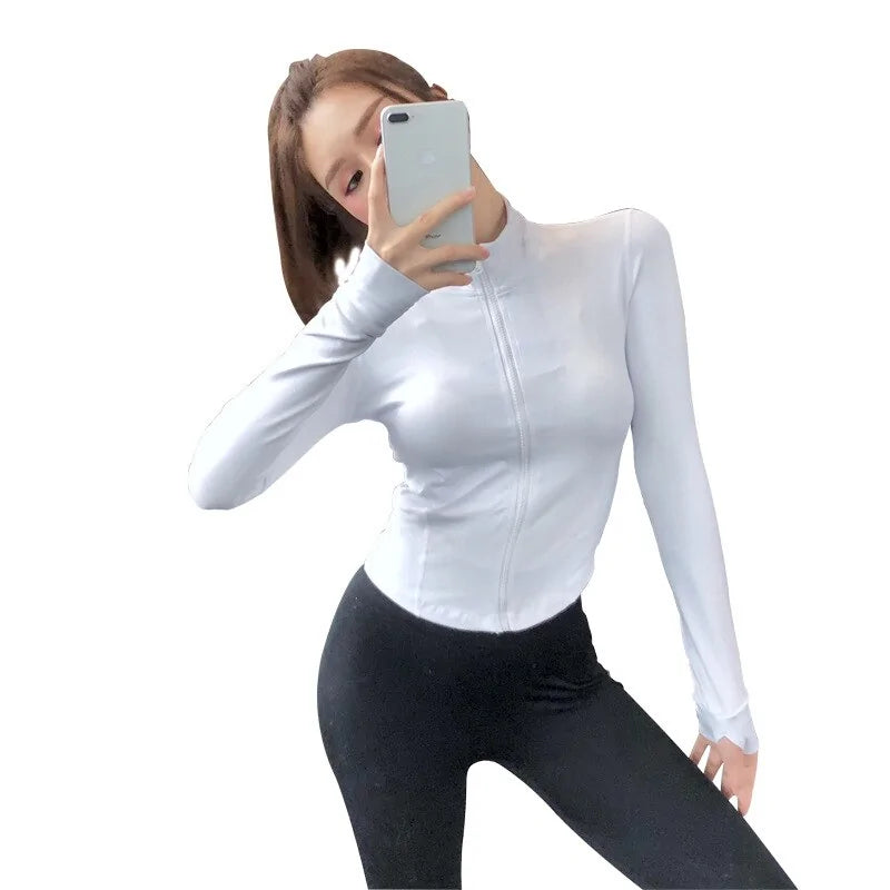 Women's Slim Zipper Sports Gym Running