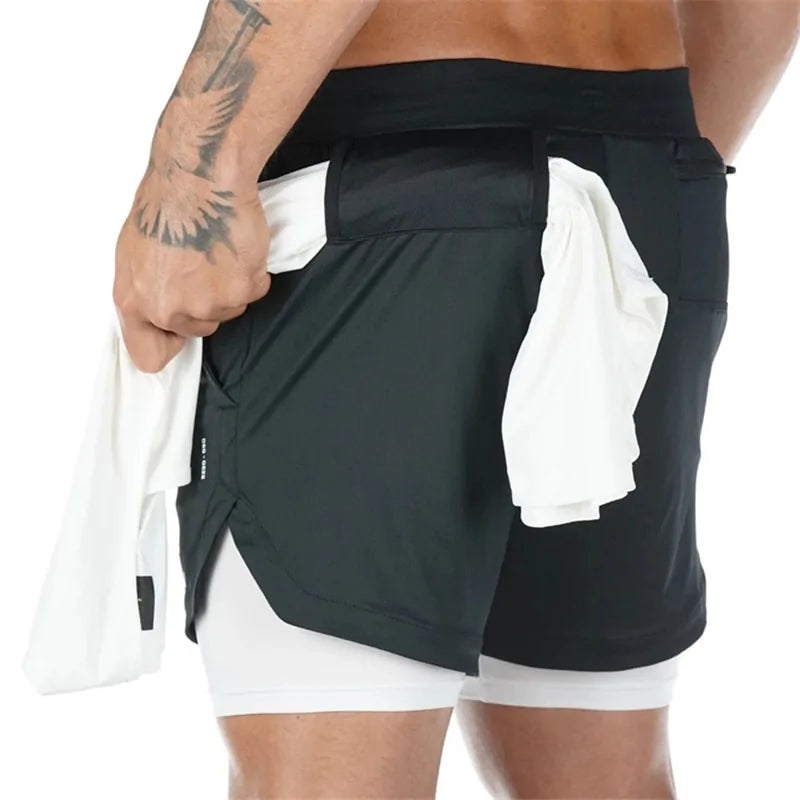 2024 Summer 2-in-1 Men's Gym Fitness Running Shorts